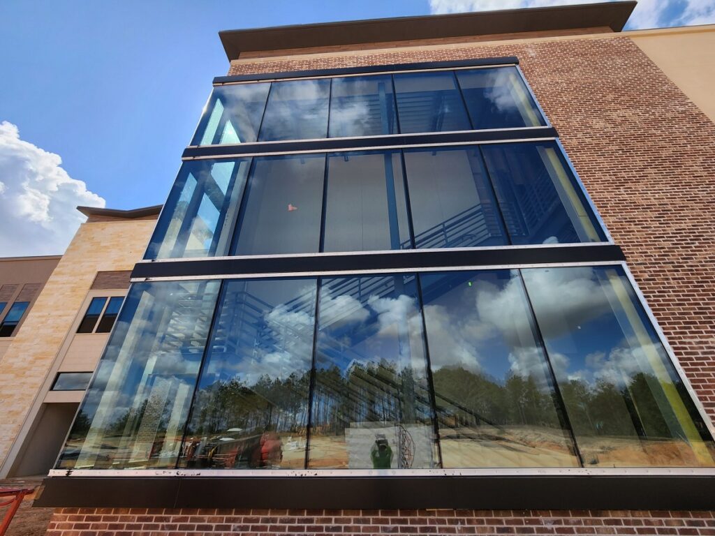 large window in front of stairwell